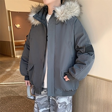 冬季宽松/连帽大毛领休闲外套潮加厚棉衣XZ102B-1M2591-P135，男装棉衣，星座102B-1
