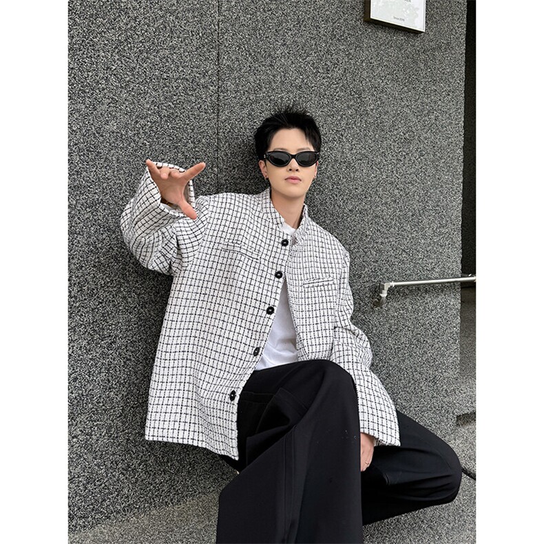 高级感夹克男女春秋季立领潮牌宽松痞帅小香风外套JK204-P60,男装夹克,星座308B-1