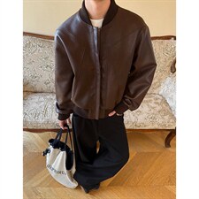 抖音得物高品质美式高街复古老钱风PU皮夹克外套男女短款机车皮衣，男装夹克，电商A486