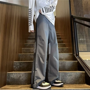 美式拉链冲锋裤子男士春秋季高街机能风工装直筒户外休闲长裤图片