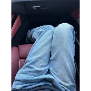 星空纹牛仔裤男夏季薄款美式复古微喇裤宽松直筒裤子NK7056