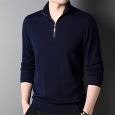 F81725羊毛精品90S毛条休闲秋冬季新款半拉链中年男士羊毛衫，男装针织衫/毛衣，钱塘207-1