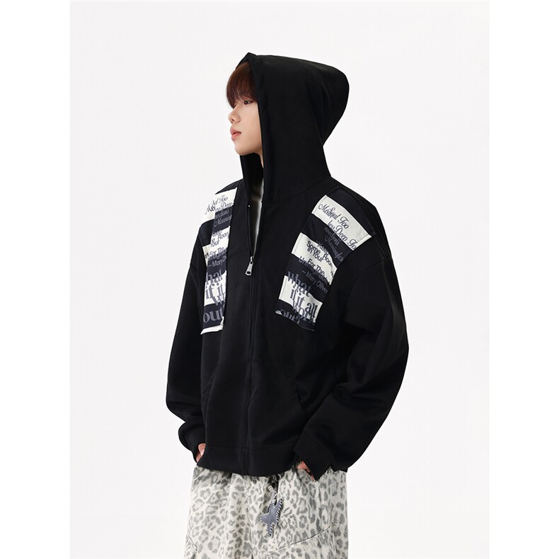 【现货】XZ1218WY184特价P52美式街头字母贴连帽卫衣开衫外套,女装短外套,星座1218（原611-3）