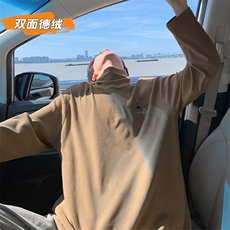 秋冬新款腊肠狗刺绣双面德绒高领大码长袖T恤男T24501-特P21控39，男装T恤，电商A001