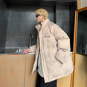 特p100控158冬立领机车棉服情侣棉衣面包扎染服墨染风外套男MY248图片