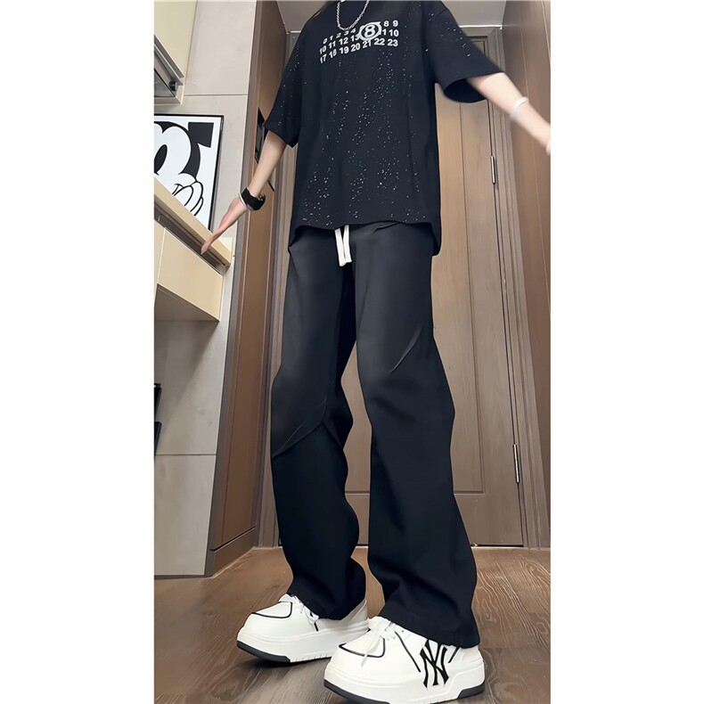 K1225-p38-控68 oversize cleanfit折皱牛仔裤直筒裤老爹裤长裤图片