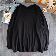 纯棉2024春新款情侣纯色长袖T恤男女士圆领打底衫A158-T88889-P20，男装T恤，电商A158-1