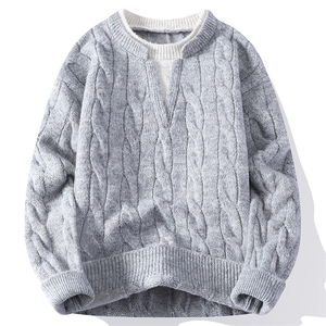 MY7350-P60  假两件V领时尚青少年针织衫打底衫长袖厚款毛衣外套图片