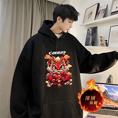 龙年卫衣冬季美式加绒加厚连帽卫衣外套DL1757常规特P35加绒特40，男装卫衣，电商A486