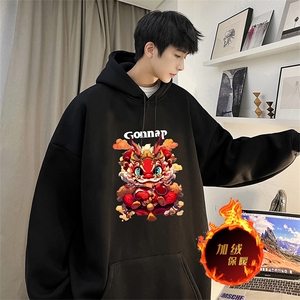 龙年卫衣 冬季美式加绒加厚连帽卫衣外套DL1757常规特P35加绒特40图片