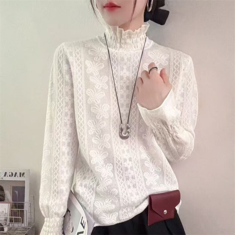 2025年秋季常规蕾丝提花半高打底，女装针织衫/毛衣，北娇羊绒