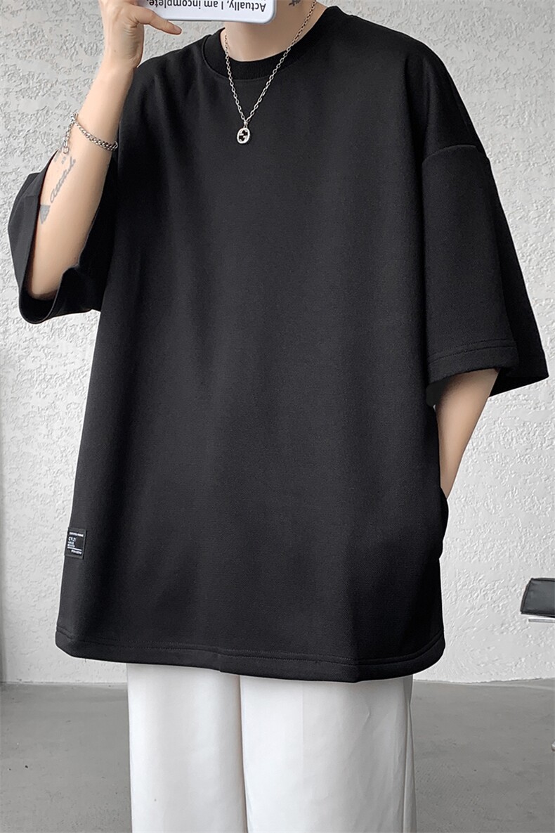 8XL-M特大码美式男T侧面隐形口袋宽松内搭上衣冰丝短袖DX313P25,男装T恤,电商D206-1
