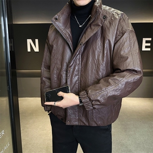 标50绒 皮羽绒服高级感男士立领短款外套 8087-P235(控券后318)图片