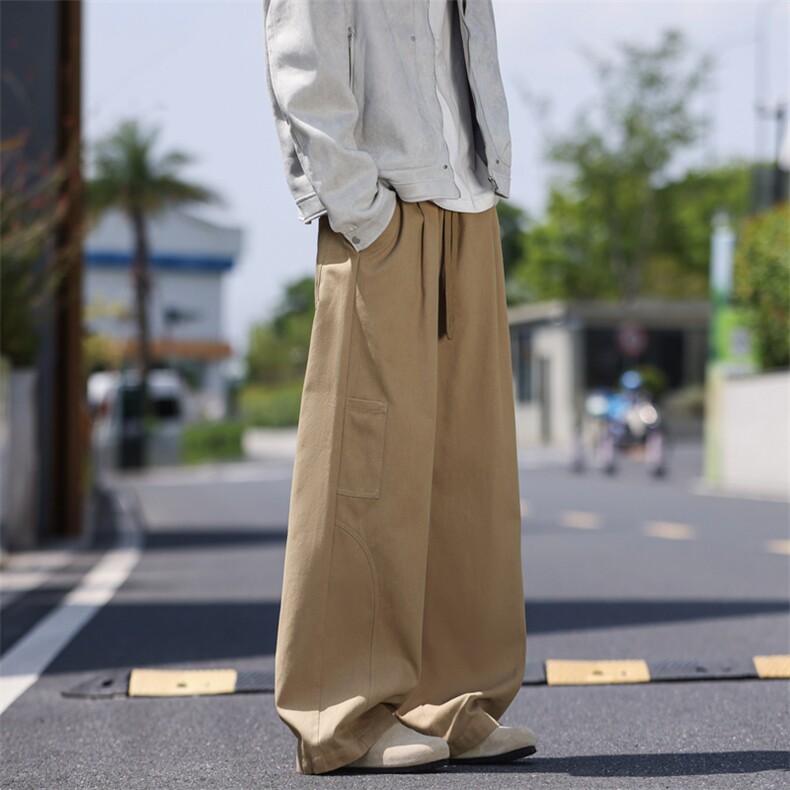 外景高街弯刀裤休闲纯棉宽松复古水洗棉直筒裤A406 KZ2532 特P53图片