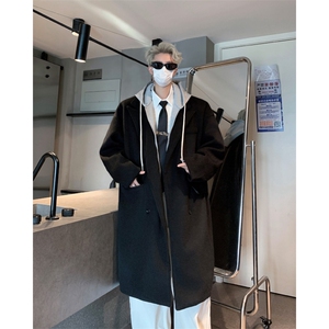 长款过膝 男装呢料呢子大衣 冬季呢子连帽外套XZ514-2-24251-P135图片