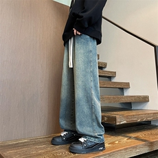 8XL-M牛仔裤美式潮牌复古水洗做旧特大码直筒宽松长裤KZ1909/P58，男装牛仔裤，电商B238