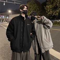情侣冬装弯刀袖毛呢加棉夹克棉衣休闲纯色加厚外套男G1104P108，男装夹克，电商A339