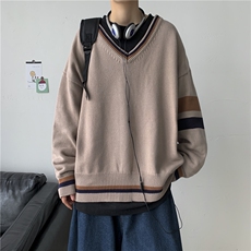 秋冬港风加厚针织衫V领长袖毛衣JKDK学院风制服男女情侣W08/P65，男装针织衫/毛衣，钱塘713