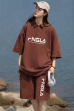 2024夏装学生潮简约半袖套装字母印花短裤T恤男女6623-P70控价98，男装T恤，电商A441-1