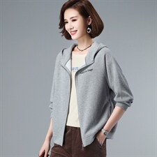 宽松连帽金属拉链卫衣外套女长袖春秋款，女装卫衣/绒衫，3200格调