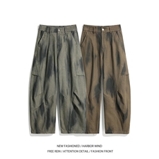 抖音品质春季新款美式高街褶皱宽松休闲裤B315-K25624-p70控98，男装休闲裤，电商B315