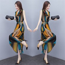 高级连衣裙子女装夏季薄款2025年新款高端气质时尚洋气不规则长裙，女装连衣裙，时尚风爆