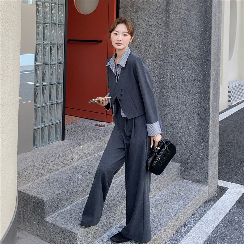 撞色拼接假两件衬衫套装女新款时尚休闲两件套C252-2701P185K298,女装套装/套裙,2C252