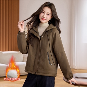 现货！现货！2025冬季新款加绒加厚棉衣棉服女连帽图片