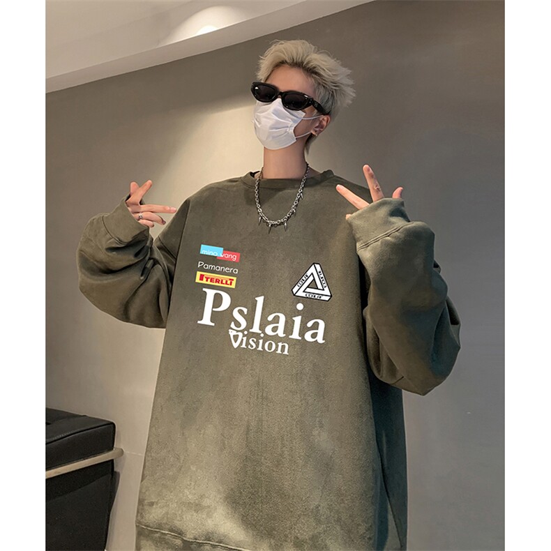抖音得物供货提供视频秋冬重磅美式麂皮绒圆领卫衣JY335,男装卫衣,电商A486