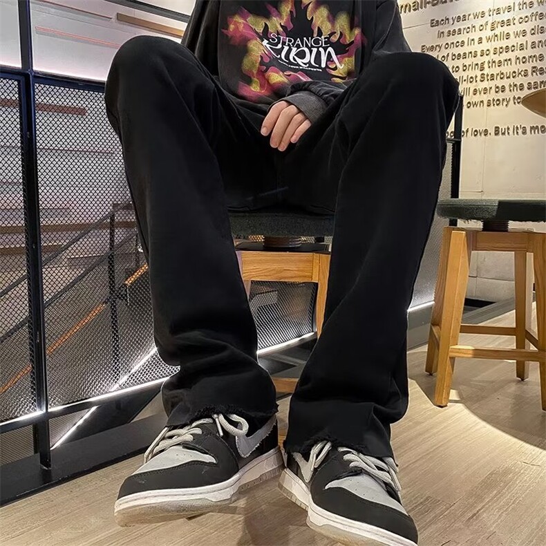 显高显腿长美式微弹直筒修身纯黑高街牛仔长裤SE17P35,男装牛仔裤,星座1116-2