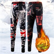 D1280男士保暖裤加绒加厚秋裤男青少年紧身打底裤时尚印花内穿，睡衣套装，星座510A-2