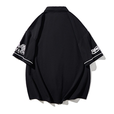 复古休闲棒球服拉链款短袖衬衫港风潮流赛车服上衣HY332TP45控69，男装衬衫，电商A102B