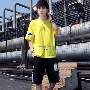 套装男 短袖t恤夏季印花宽松潮流衣服一套帅气夏装两件套T771-P60图片