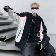 高级感痞帅赛车服美式机车外套男飞行员夹克情侣装，男装夹克，星座716-4