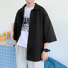 气质男ins时尚原宿夏季新款行文艺宽松型七分袖衬衣C055P20，男装衬衫，星座1116-2