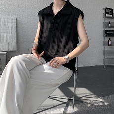 8XL-M夏竖条纹纯棉背心男韩版宽松坎肩休闲运动午休T恤肌理DX333，男装背心/马甲，电商D206-1