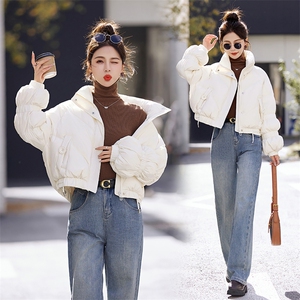 现货！！2024新款羽绒服女白鸭绒加厚保暖小个子洋气外套纯色时尚图片