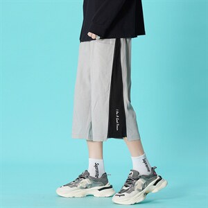 港风男士宽松直筒潮流运动休闲ins蓝底潮牌七分裤DK7108-P43控68图片