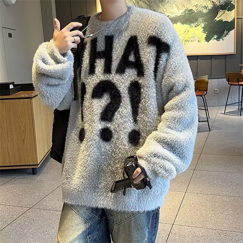 秋冬新款小众慵懒风软糯毛衣美式复古宽松休闲套头针织衫上衣潮,男装针织衫/毛衣,星座410-6（原星座1304-1）
