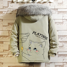 MM48129-P130冬季大毛领衣男士大码加厚袄男服砖墙，男装棉衣，电商A040A