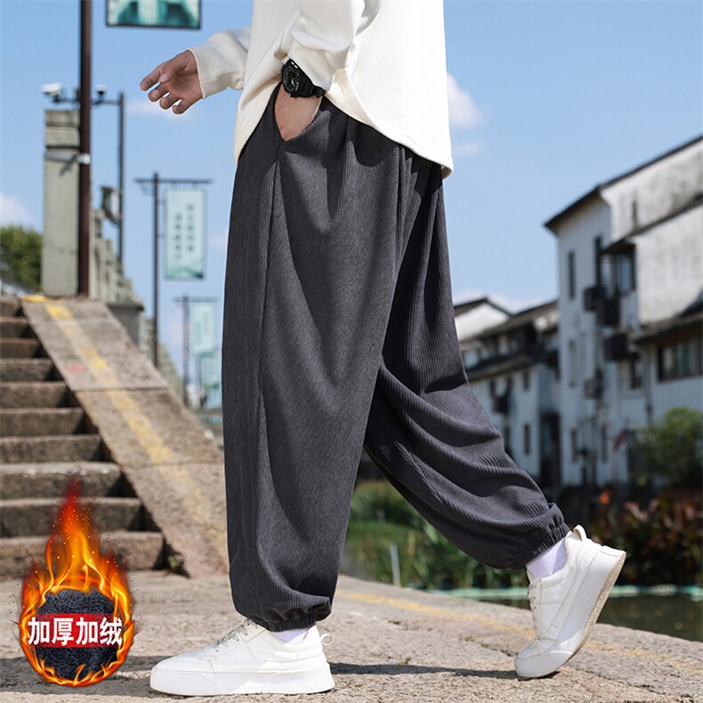 风冬季新款灯芯绒长裤子男束脚裤日系复古大码休闲裤K28-P45,男装休闲裤,星座225-1