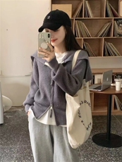 时尚百搭女士羊毛衫高领宽松显瘦针织开衫秋冬保暖毛衣，女装羊毛衫，恒恩羊绒