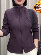 2025年秋季常规款单件立领双拉链加绒打底衫，女装针织衫/毛衣，湘姗