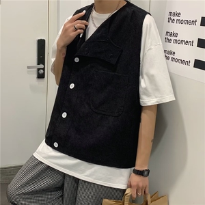 夏季工装无袖马甲男坎肩背心个性宽松薄款上衣W1025-P36图片