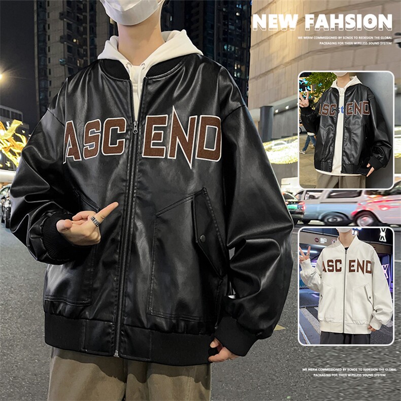 大码2XL-8XL男士休闲绣花皮衣夹克外套8081-P80,男装夹克,星座209