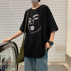 2021T恤男ins超火上衣设计感短袖潮牌打底衫五分袖宽松T627-P20，男装T恤，星座512-2