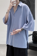 爆主推纯色净版宽松男士6色短袖衬衫A071-C15-P35，男装T恤，电商A071