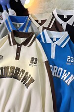 港风中性风平铺POLO领卫衣情侣大码M-5XL休闲套头卫衣男C7720P55，男装Polo衫，星座227-7