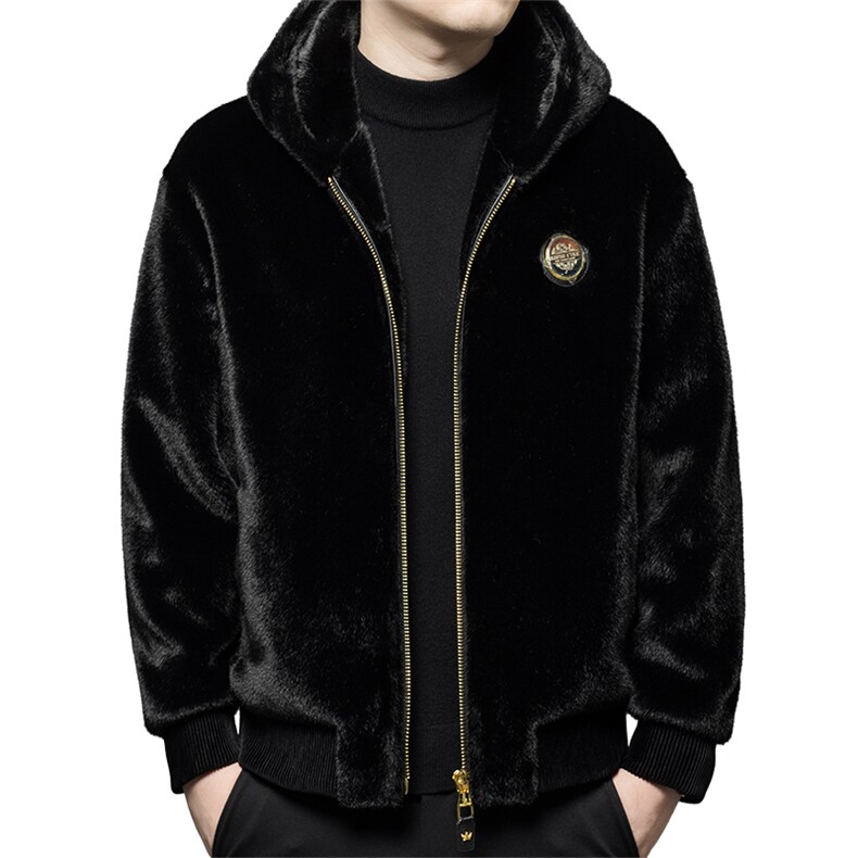 882353冬季新款男士雪狼貂外套男士皮草加厚连帽刺绣夹克P330,男装夹克,电商B360