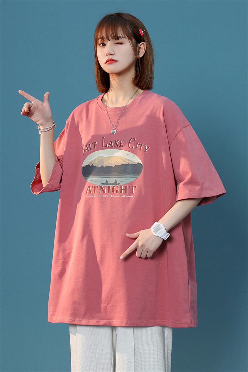 夏季大码纯棉中性短袖体恤宽松学生T恤半袖上衣女A422-1-DT16-P28,男装T恤,电商A422-1